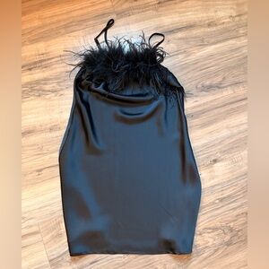 Forever 21 Black Dress with Feather Trim